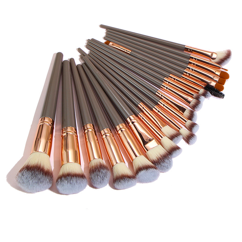 Yicolor nuevo cepillo de maquillaje traje 20 pelo fibra marrón conjunto completo polvo suelto sombra ojos reparación herramientas belleza en stock