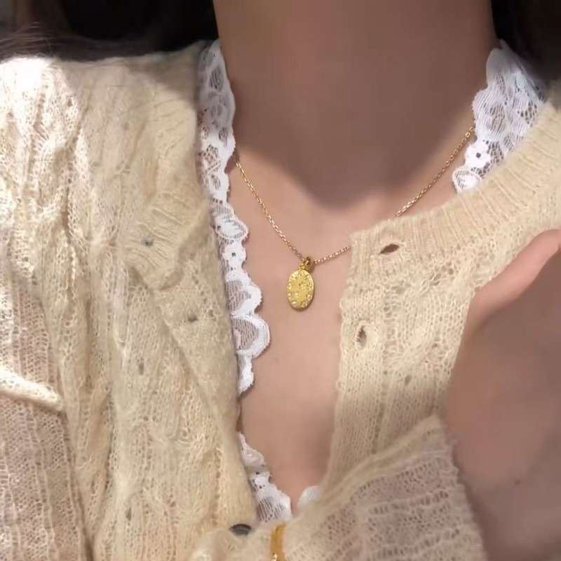 スターリングシルバー s925 八芒星ブラッシュ加工ニッチネックレスライトラグジュアリーハイエンドシンプルファッション日常多用途|undefined