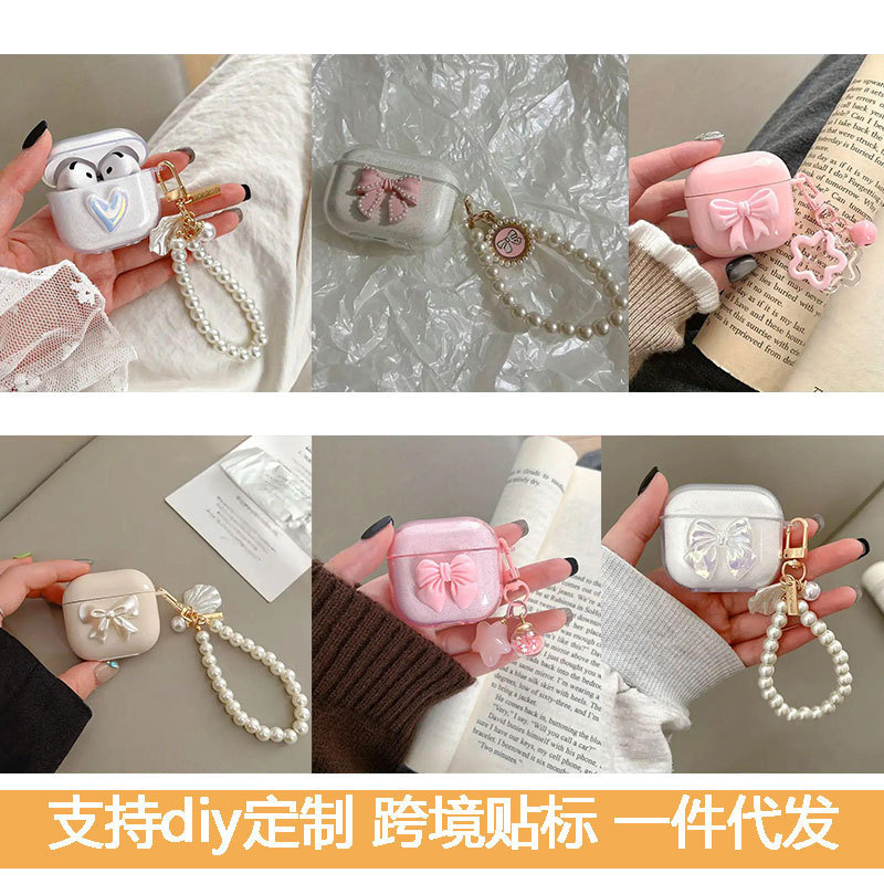 Cute Bow Creative AirPods Apple Earphone Case Wireless Bluetooth Protective Cover Transparent Earphone Case