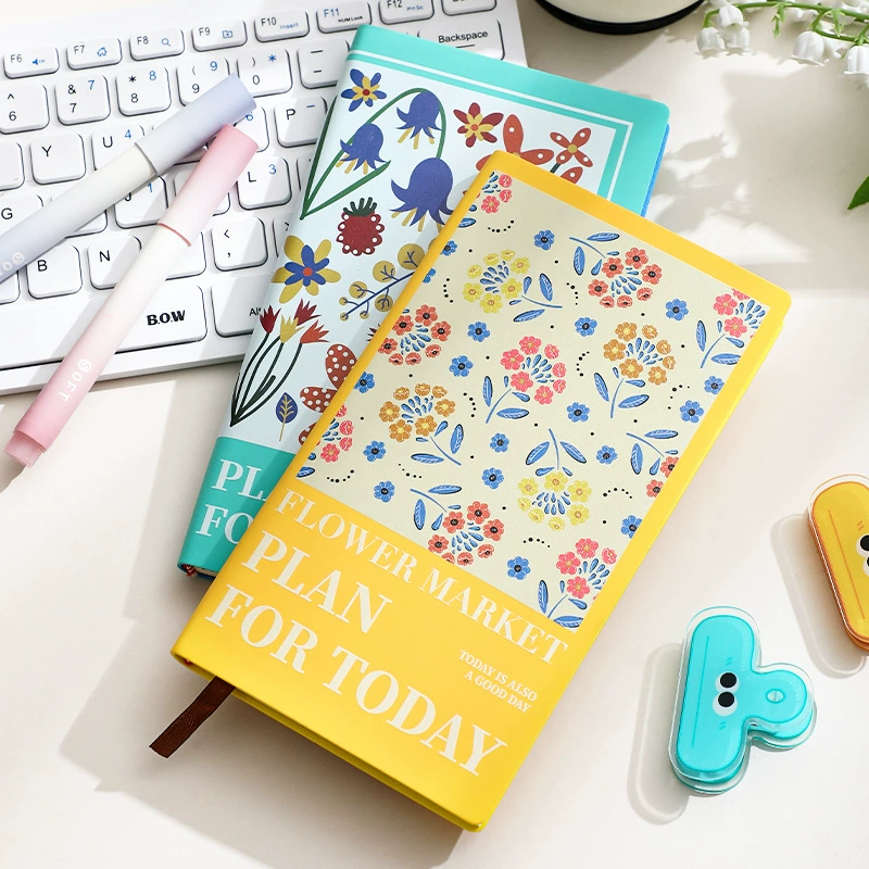 A6 Oil Painted Leather Book Check-in Travel Book Blank Book Stamped Collection Handbook Book Chapter Book Flower Notepad