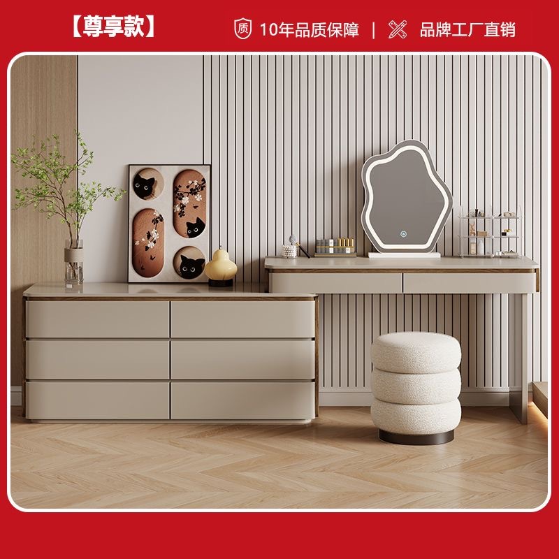 Thickened Solid Wood Piano Paint Free Folding Dressing Table with Walnut Wood Grain on Both Sides Dressing Table Bedroom Dressing Table