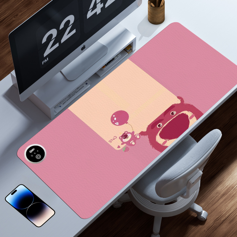 ピンクのかわいい女の子の暖かいテーブルマットの巨大な汚れに強い加熱マウスマットDIY暖かい手の発熱オフィスのテーブルマット|undefined