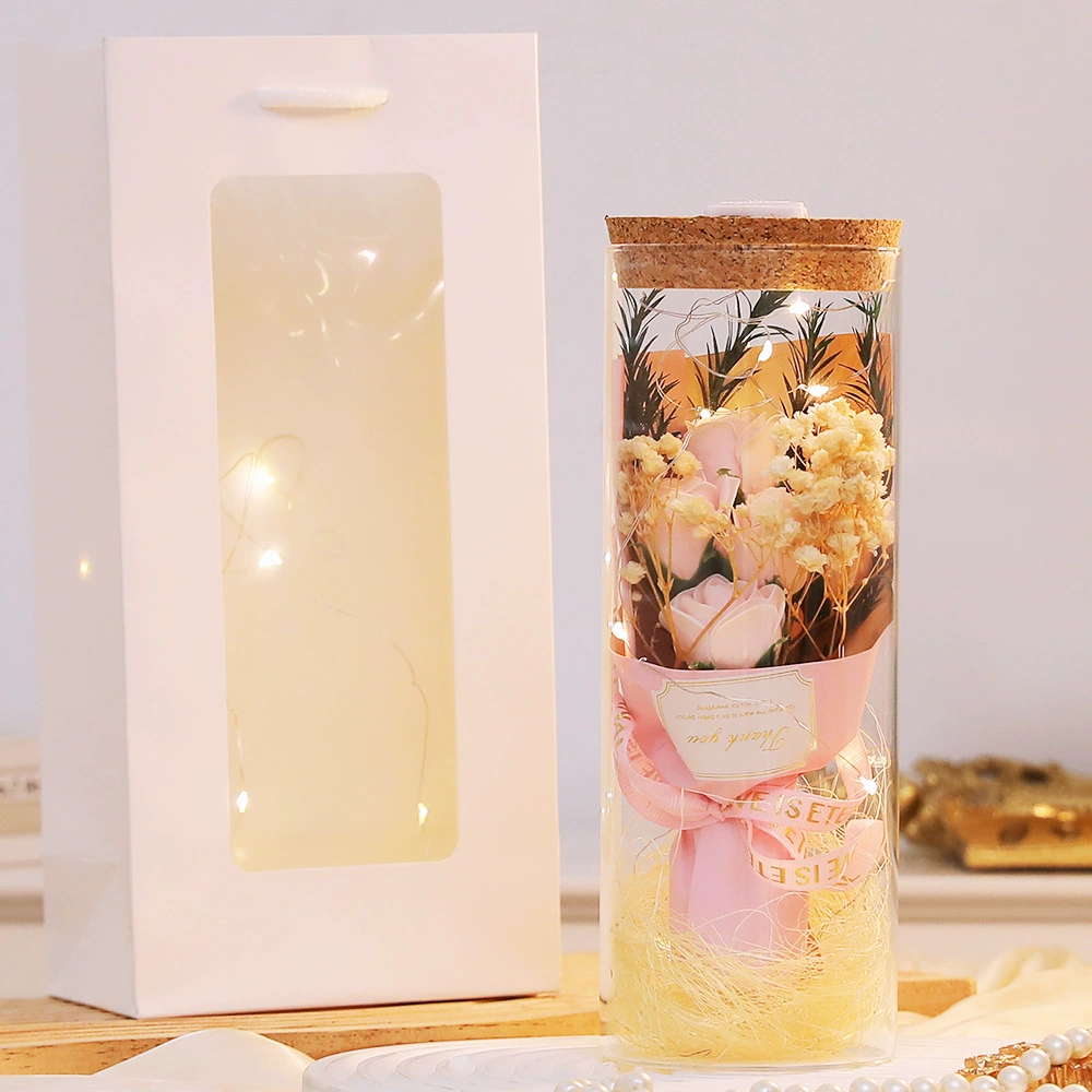 Подарочная стеклянная открытка ко Дню матери с букетом пожеланий Rose Eternal Bouquet Ornament Creative Dried Flowers 520 оптовая продажа
