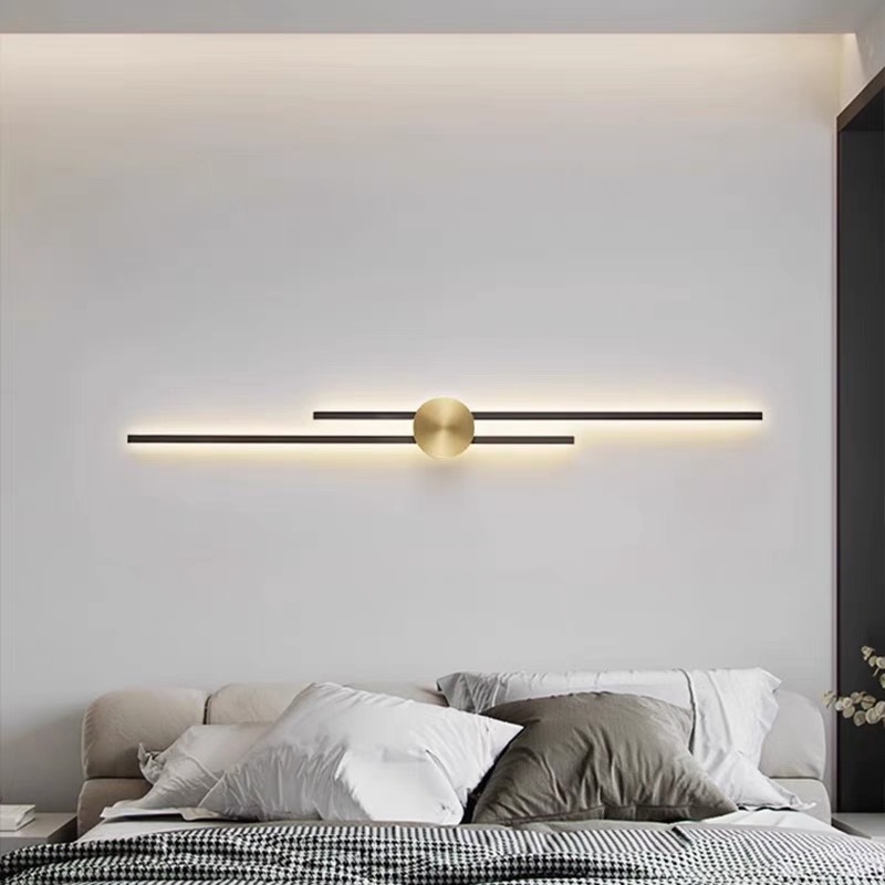 Sala de estar lámpara de pared de banda larga simple TV de fondo pared de pared decoración de lámpara de pared de cabecera de dormitorio superior lujoso interior