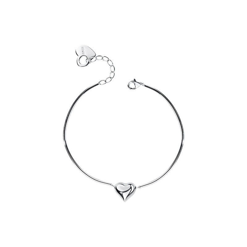 S Pure Silver Love Bend Brace, Light Luxury, Simple, Cute, Elegant, High Grade, Internet Famous Instagram Style_voghion.com