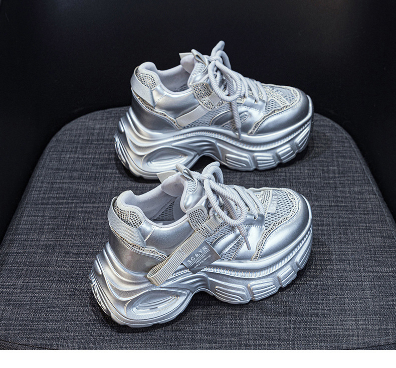 Giày sneaker chunky nữ đế dày độn cao bên trong phong cách thời trang mạng mới hè 2026 — M2831 màu tím, M2831 bạc, M 2831m màu chi tiết 23