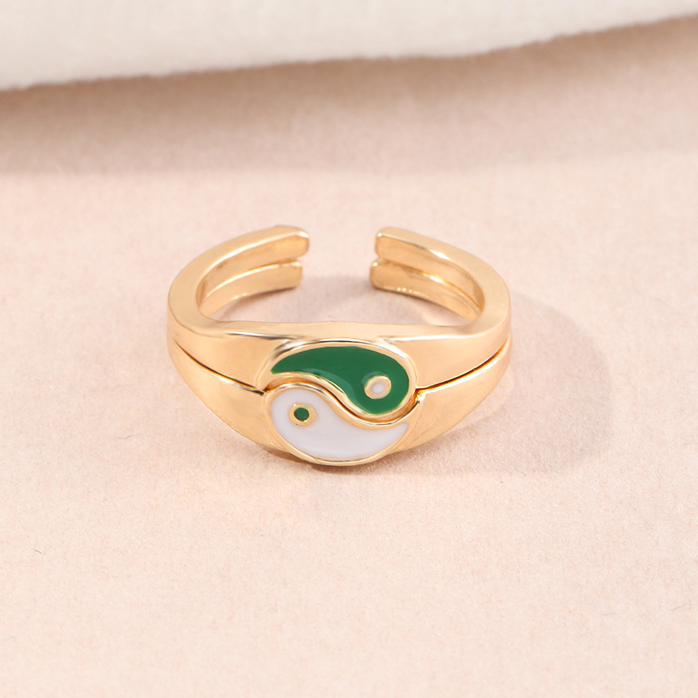 Green And White Taichi Couple Girlfriends Valentine's Day Ring display picture 6