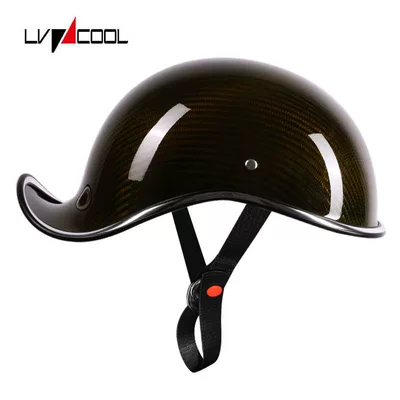 Motosiklet kaskı (dəbilqə) — half helmet, summer safety helmet, electric - carbon-fiber-yellow-m
