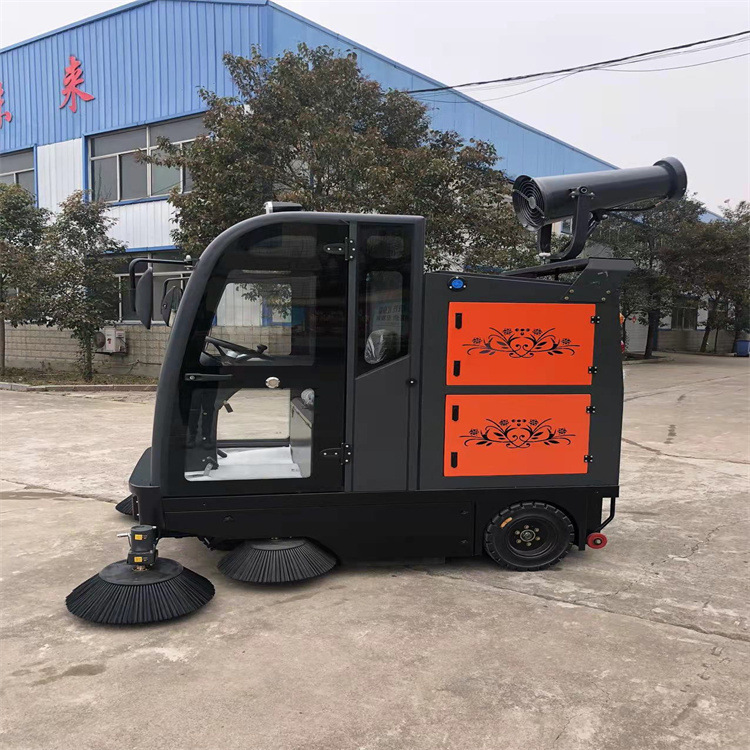 园区小型电动扫地机道路清扫车 座驾式封闭驾驶室马路吸扫车