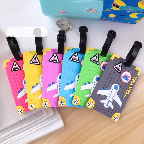 New creative PVC luggage tag cartoon plane boarding pass soft rubber environmental protection work Tag bus card set Wholesale