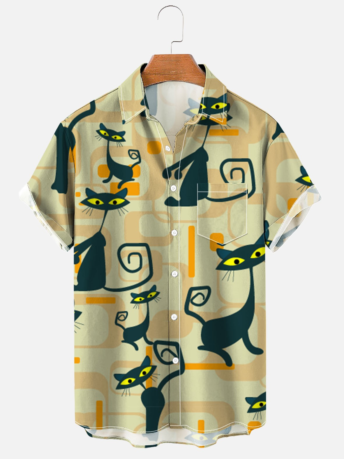 Summer New Large Hong Kong 3D Digital Printing Casual Short Sleeve Shirt Men's Wear_voghion.com