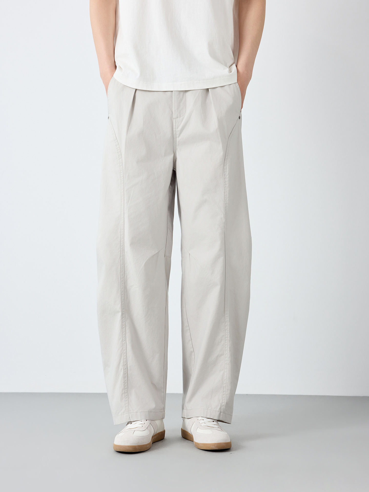 Quần dài nam phong cách Mỹ ống rộng cotton mềm mại — đen