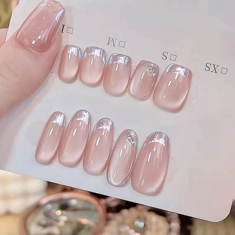 Colorful Magic Mirror Handmade Wearable Nail Patches, High-End Fake Nails, Short Style Ins Style