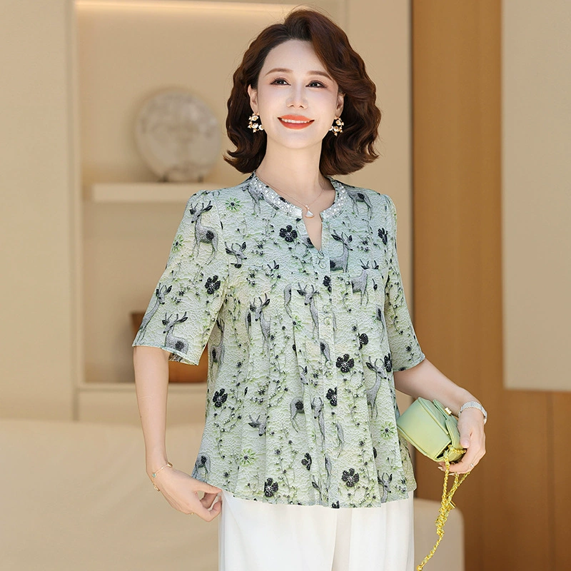 Модная и молодежная универсальная женская рубашка с рукавом три четверти, новый летний стильный облегающий топ с воротником-стойкой.