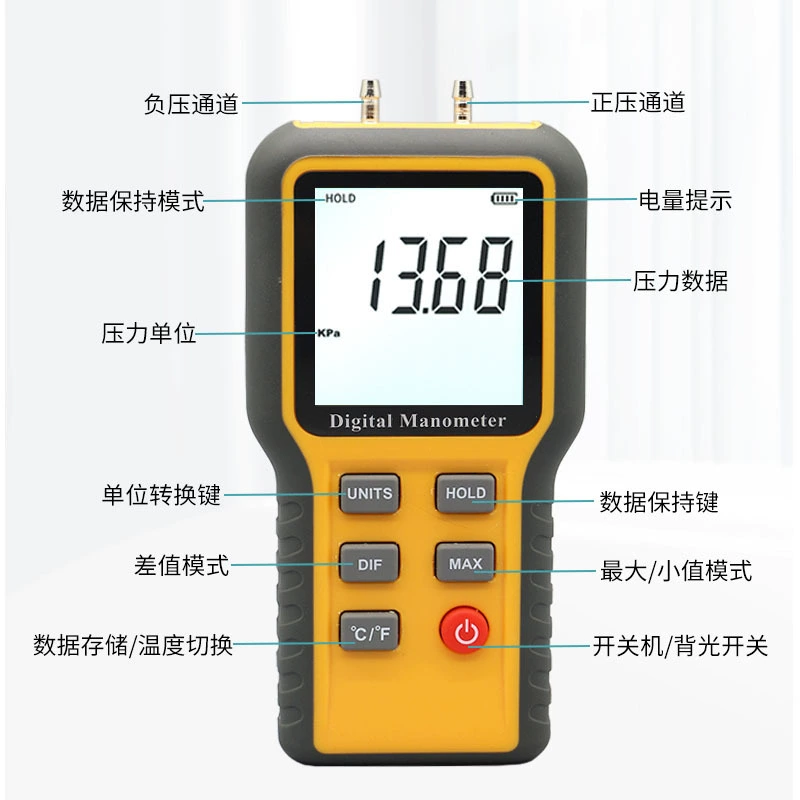 Цифровой манометр, манометр для отрицательного давления, дифференциальный манометр, измеритель разности давлений, вакуумметр, прибор для измерения давления ветра, дифференциальный манометр для авторемонта