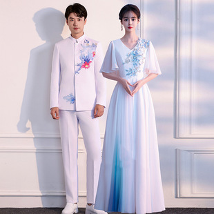 Large Choir Performance Clothing 2025 New High-End Solo Conductor Dress Long Skirt Poetry Recitation Competition Performance Clothing