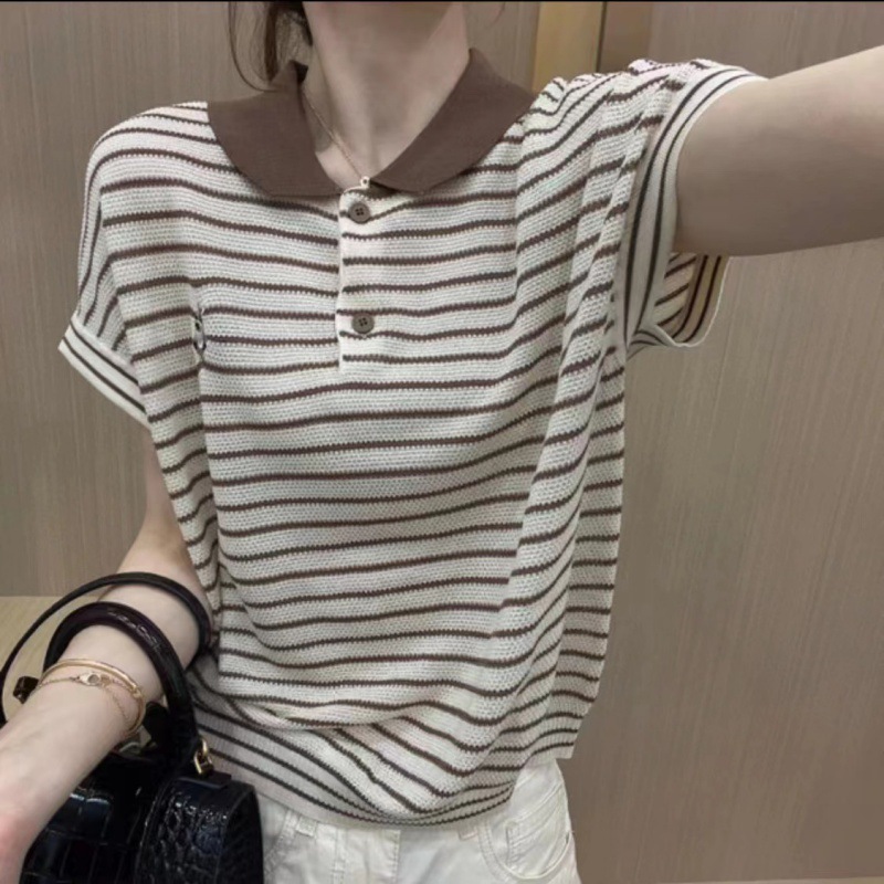 Knitted summer design short sleeve T-shirt