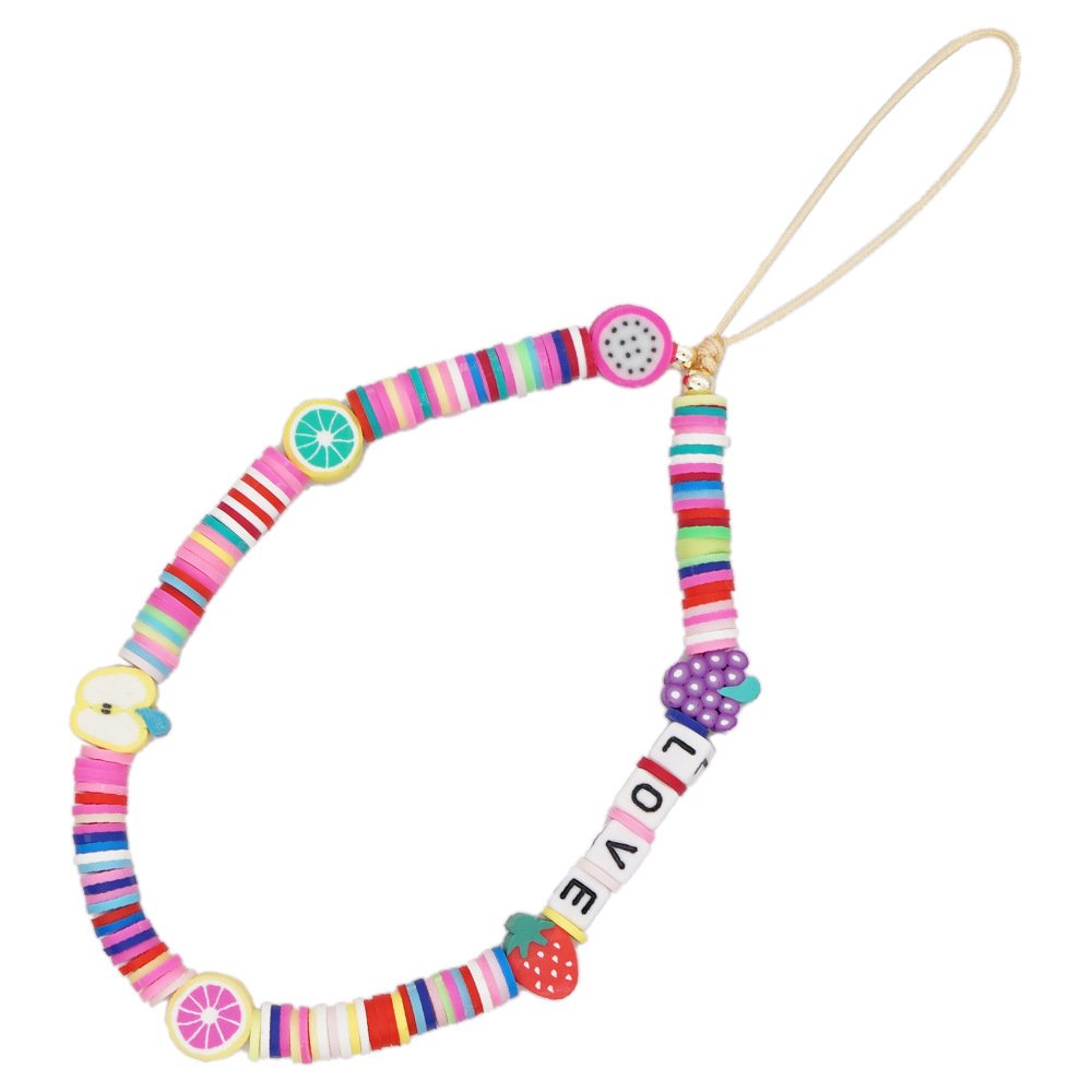 Simple Fruit Rainbow Letter Beaded Mobile Phone Lanyard display picture 6