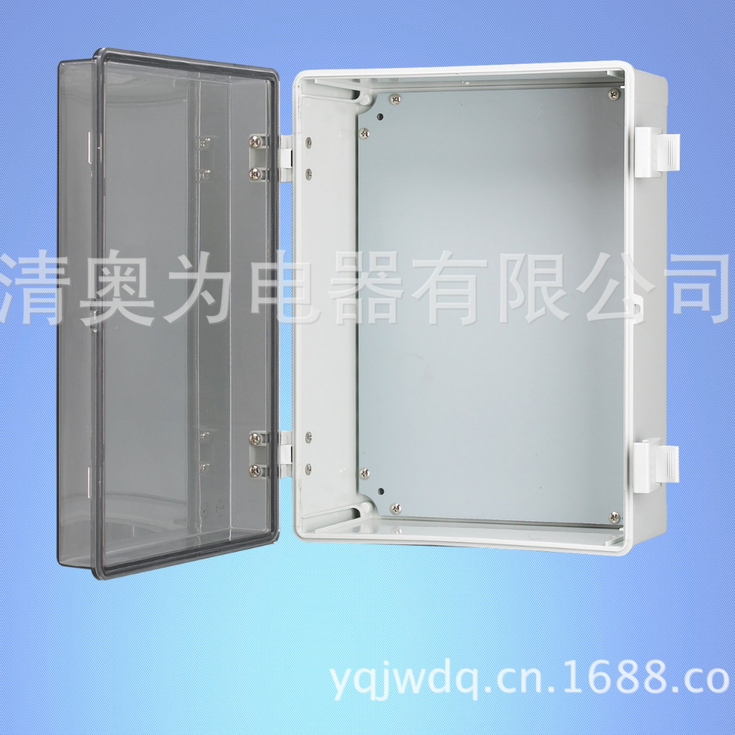 户外ABS塑料防水盒 PC卡扣式透明盖工业配电箱 带中门明装控制箱