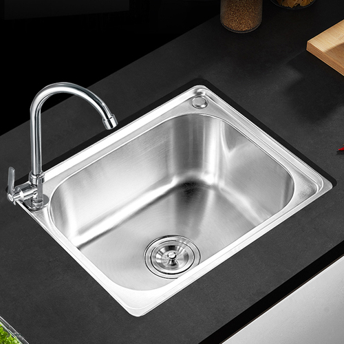 Small Single Slot 304 Stainless Steel Sink Kitchen Vegetable Wash Basin Dishwashing Pool Handwashing Basin Integrated Basin Set Package Ginger Tea