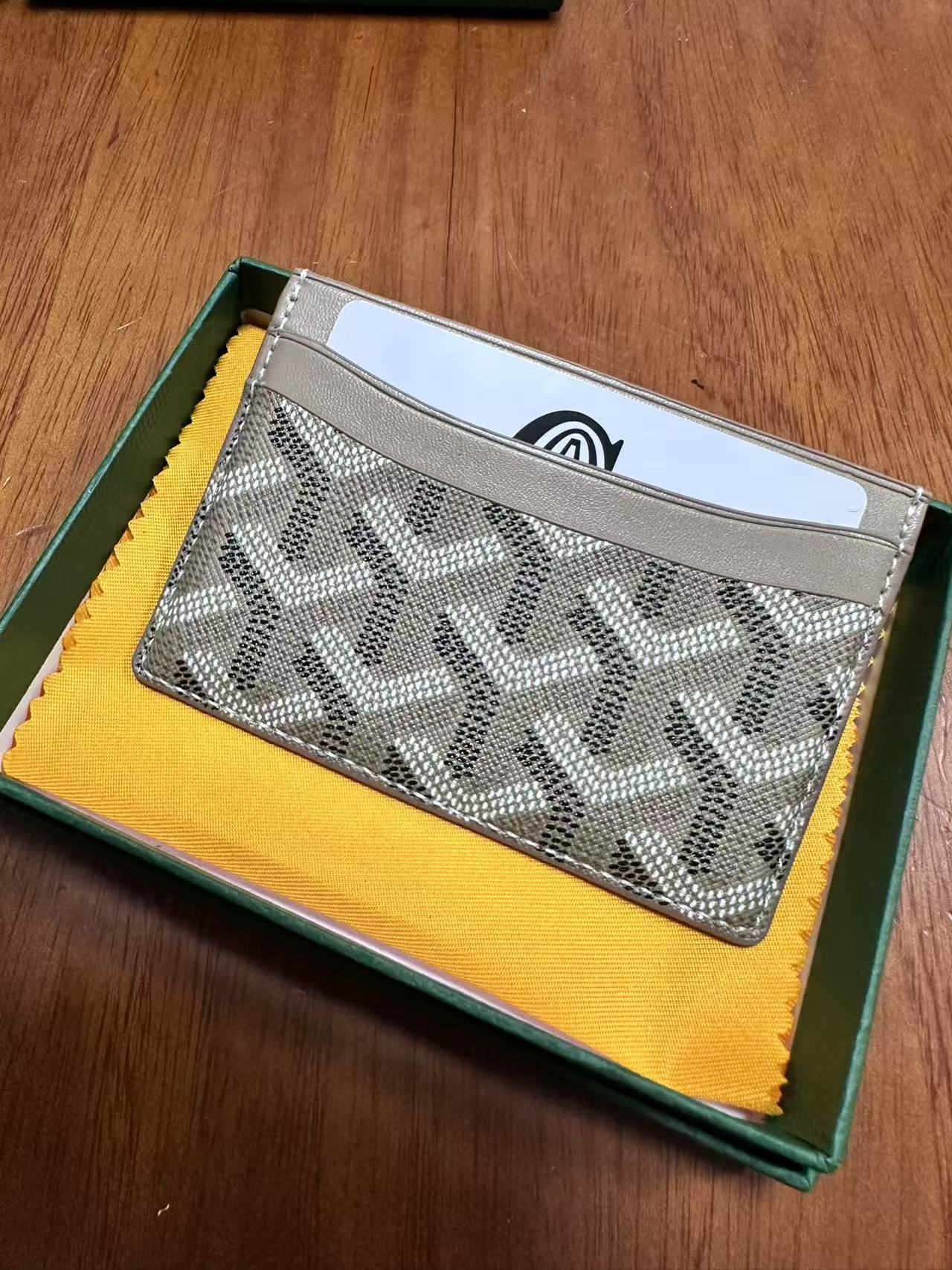 Tarjetero Goyard, tarjetero ultrafino de cuero genuino clásico para hombre, tarjetero de almacenamiento para mujer, tarjetero universal