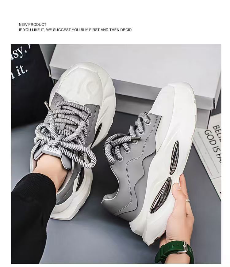 Men's Casual Dad Shoes Thick-soled Height-increasing Sports Trainers_voghion.com