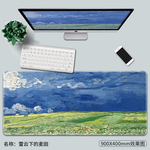 Van Gogh Oil Painting Mouse Mat Extra Large Creative Computer Anti-Slip Monet Retro Art Large Desktop Table Mat Thickened