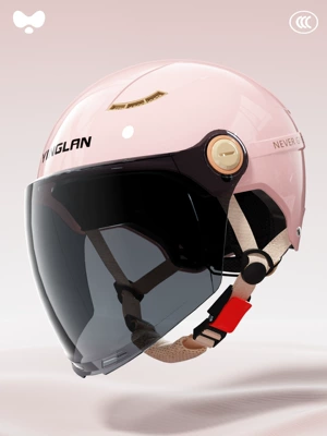 Motosiklet kaskı (dəbilqə) – Protection Double Mirror Motorcycle Helmet - 3c-peach-powder-sunscreen-long-mirror-new-national-standard-class-a-one-size-fits-all