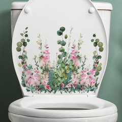 Foreign trade tropical green plant flowers leaves toilet sticker bathroom restroom home decoration wall sticker painting sticker wholesale