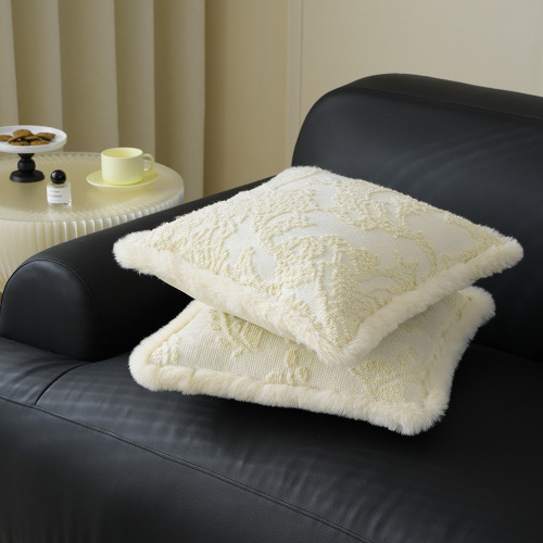 Designer's Circle Flocked Velvet Throw Pillow Home Fabric Sofa Cushion Bedroom Headboard Cushion Embroidered Plush Decorative Pillow Case