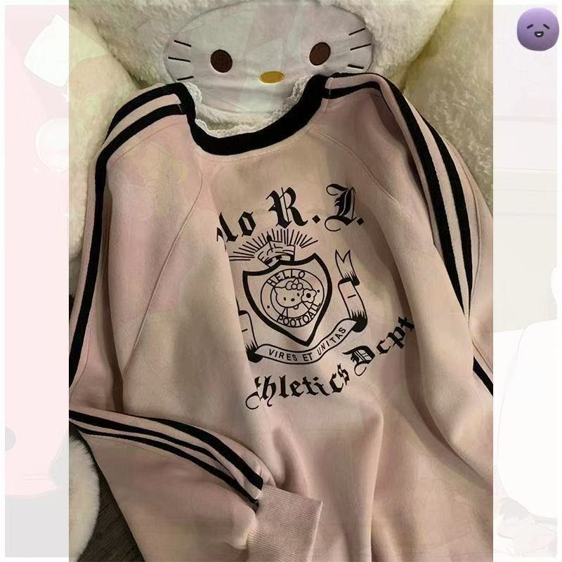 不挑身材!上身巨显瘦!宽松别致V领卫衣外套女灰色蕾丝边上衣潮|undefined