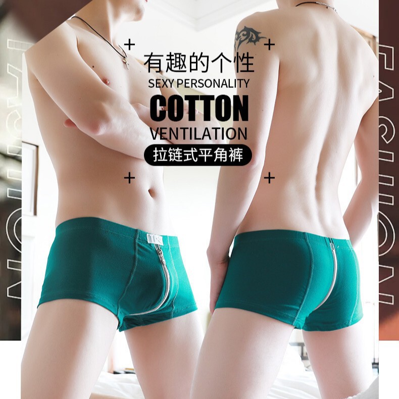 New high quality Men's Low Waist A Panties Full Crotch Zipper Comfortable Fashion plus size Couples Low Waist Boxers