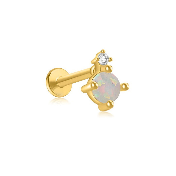 Casual, Daily Occasion 1 Piece 925 Sterling Silver Geometric Round Opal Ear Studs