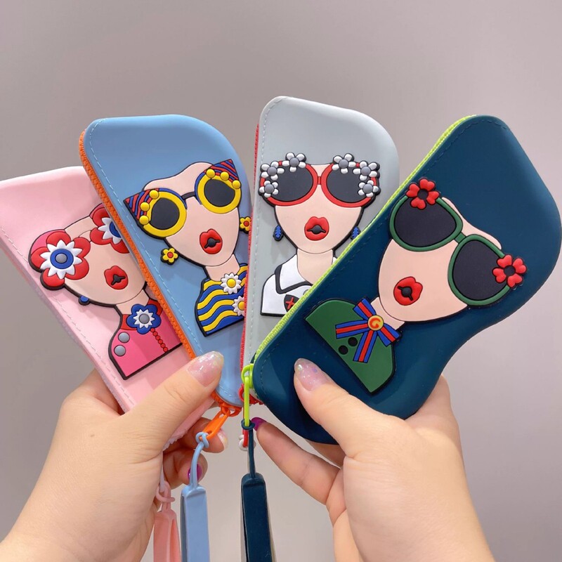 Cross-Border New Product Silicone Glasses Bag Portable Sunglasses Storage Bag Sunglasses Storage Box Can Be Hung with Large Capacity and High-End