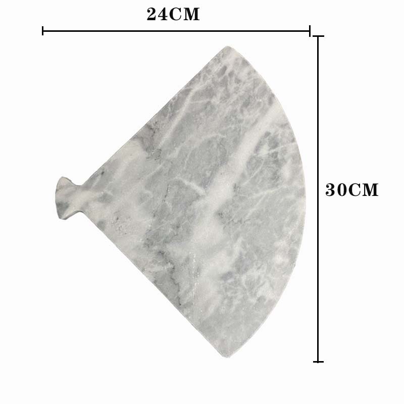 Europeo y americano en forma de abanico bandeja de mármol natural ins postre plato occidental plato de sushi japonés plato irregular