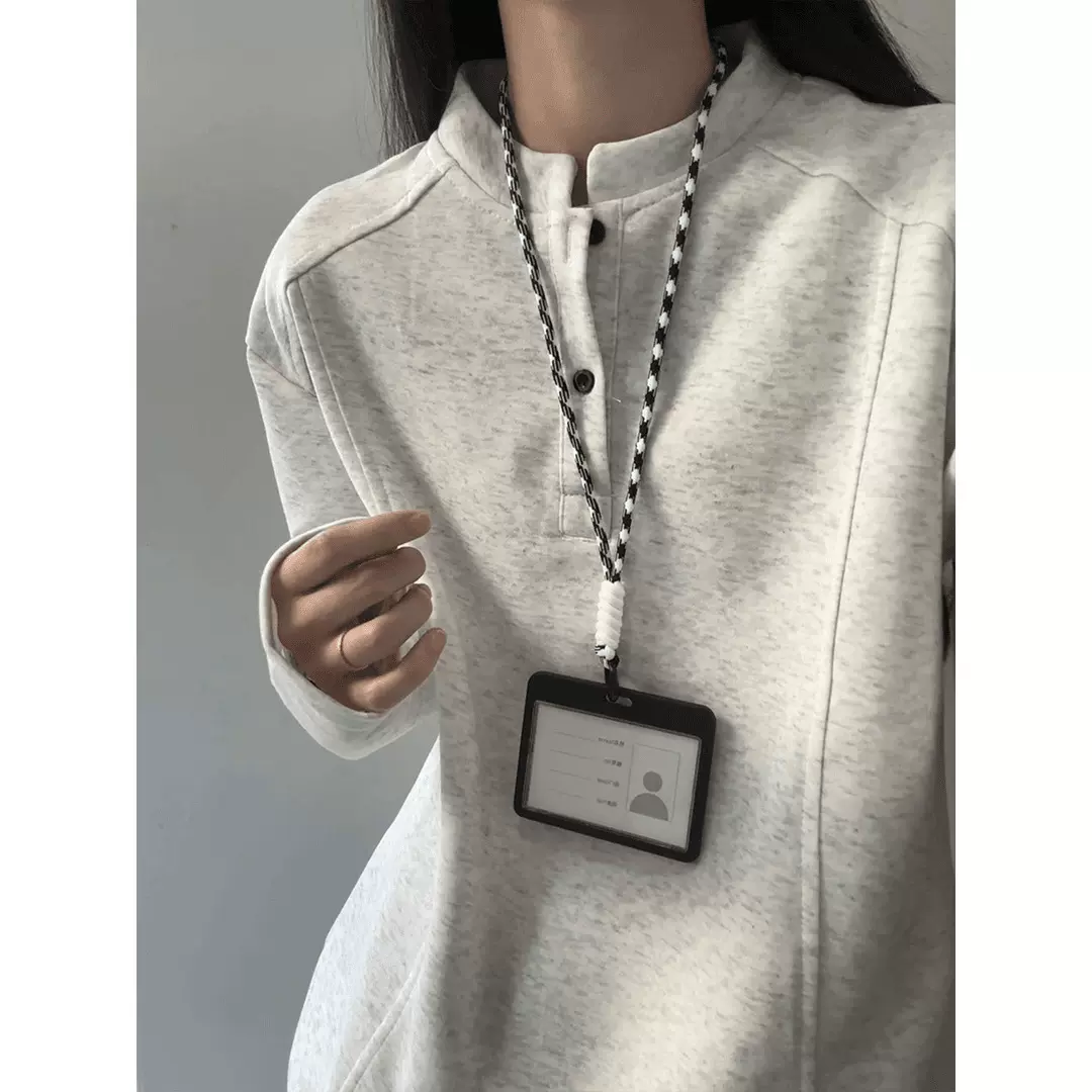 秋季新款潮牌解构拼接设计感正肩打底亨利领polo衫长袖卫衣t恤男