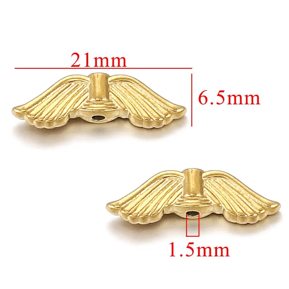 Vintage acero inoxidable vacío dorado alas accesorios perforados DIY cuentas pulseras collares joyas hechas a mano