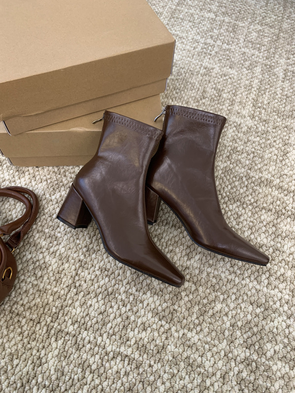 브라운 싱글 안감 힐 높이 7cm