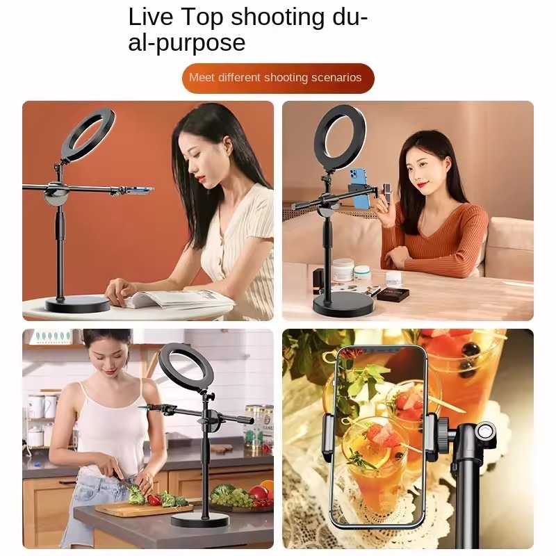 Soporte de teléfono móvil de escritorio para rotación libre para disparar alimentos, joyería, artefactos mágicos, soporte de lámpara de aterrizaje