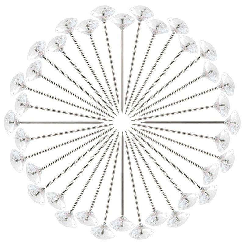 Agujas de diamante en caja 6 * 38 agujas transparentes de fijación floral agujas de fijación de flores de boda