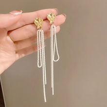 925银针韩国复古典雅森系耳环几何波光粼粼长款耳坠冷淡风耳饰女