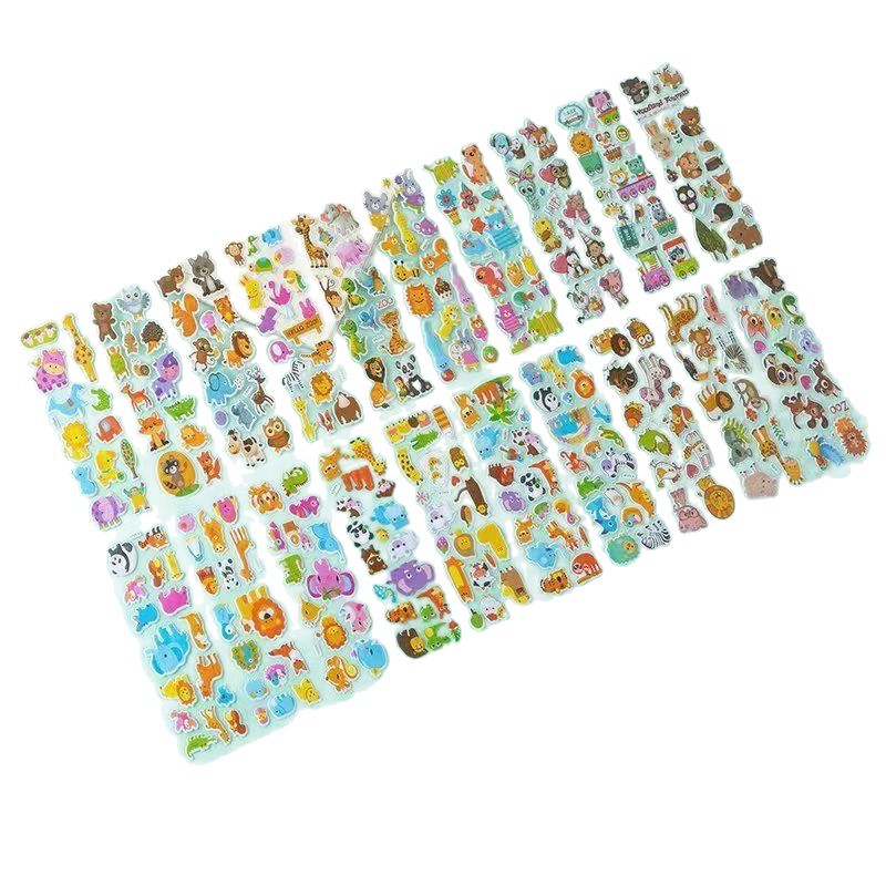 Pegatinas de dibujos animados para niños 3D estereoscópicas burbujas pegatinas letras digitales pequeños animales guardería niña princesa pegatinas lindas