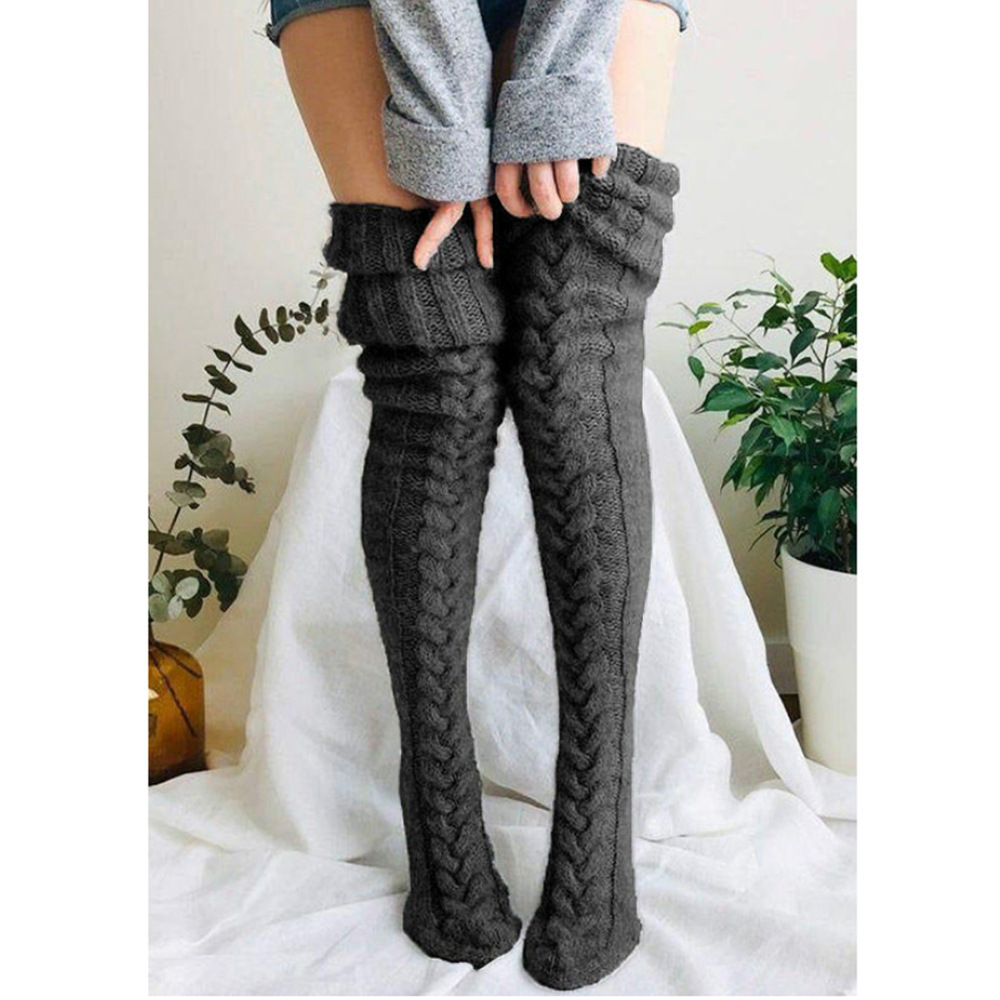 [Part 1] wool warm foot cover stockings, European and American autumn and winter solid color knee socks, stockings, pile stockings, thick women's socks