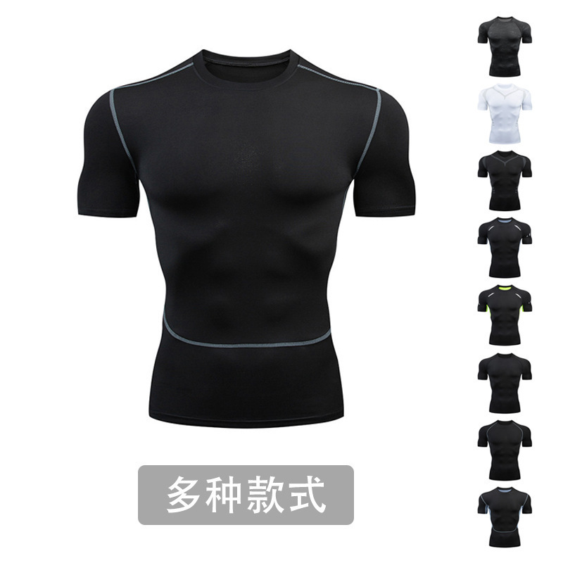 2025 New in stock Men's Sports Breathable Short-sleeved Vest Sweat-absorbing Quick-drying Fitness Bundle Slim Muscle Top T