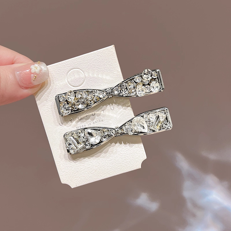 Glittrig strass hårklämma för sidolugg för kvinnor_voghion.com