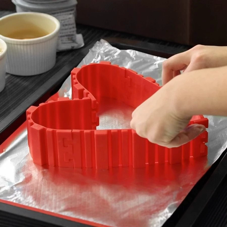 Силиконовая круглая форма для торта 4-шт набор, красная, пищевая, 19×5.5 см, пригодна для духовки и микроволновки