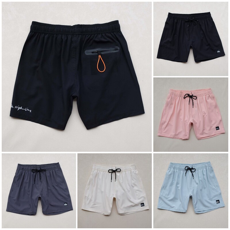 Rear pocket laser perforated high-end fit swimming trunks Quiksilver triangle net shorts beach pants hot-selling