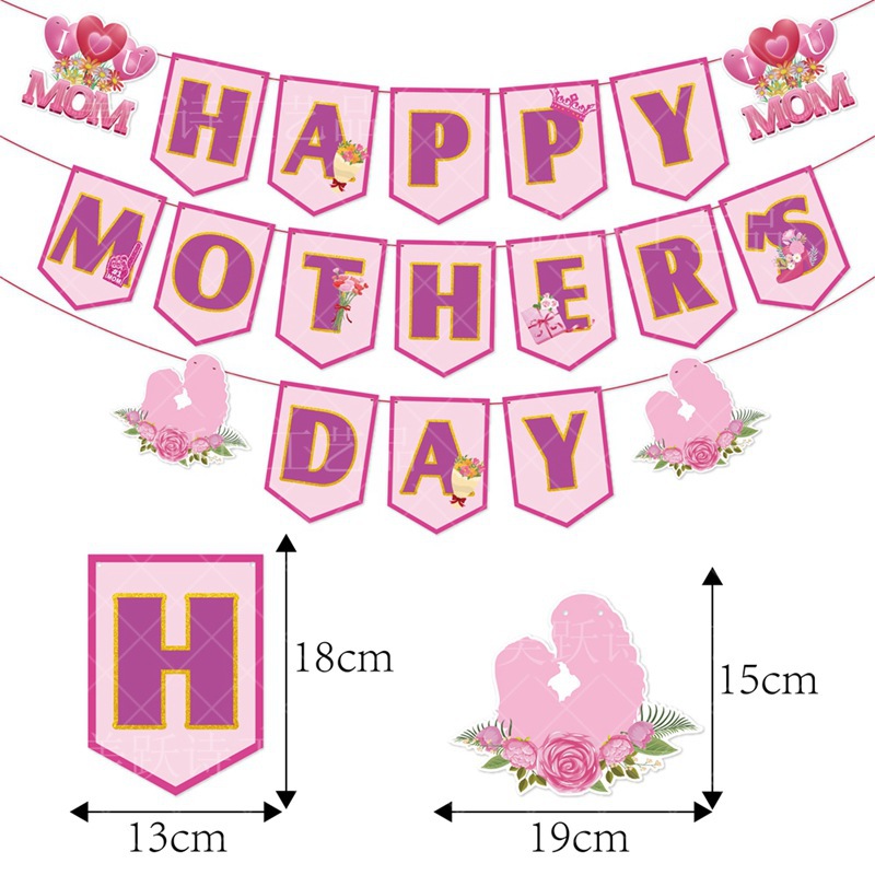 Europa y los Estados Unidos nueva decoración del Día de la Madre bandera de dibujo decoración de cumpleaños de la madre bandera de dibujo de fondo