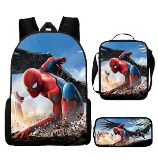 Cross-border new Marvel Spider-Man backpack primary and secondary school student schoolbag large capacity cartoon backpack lunch bag