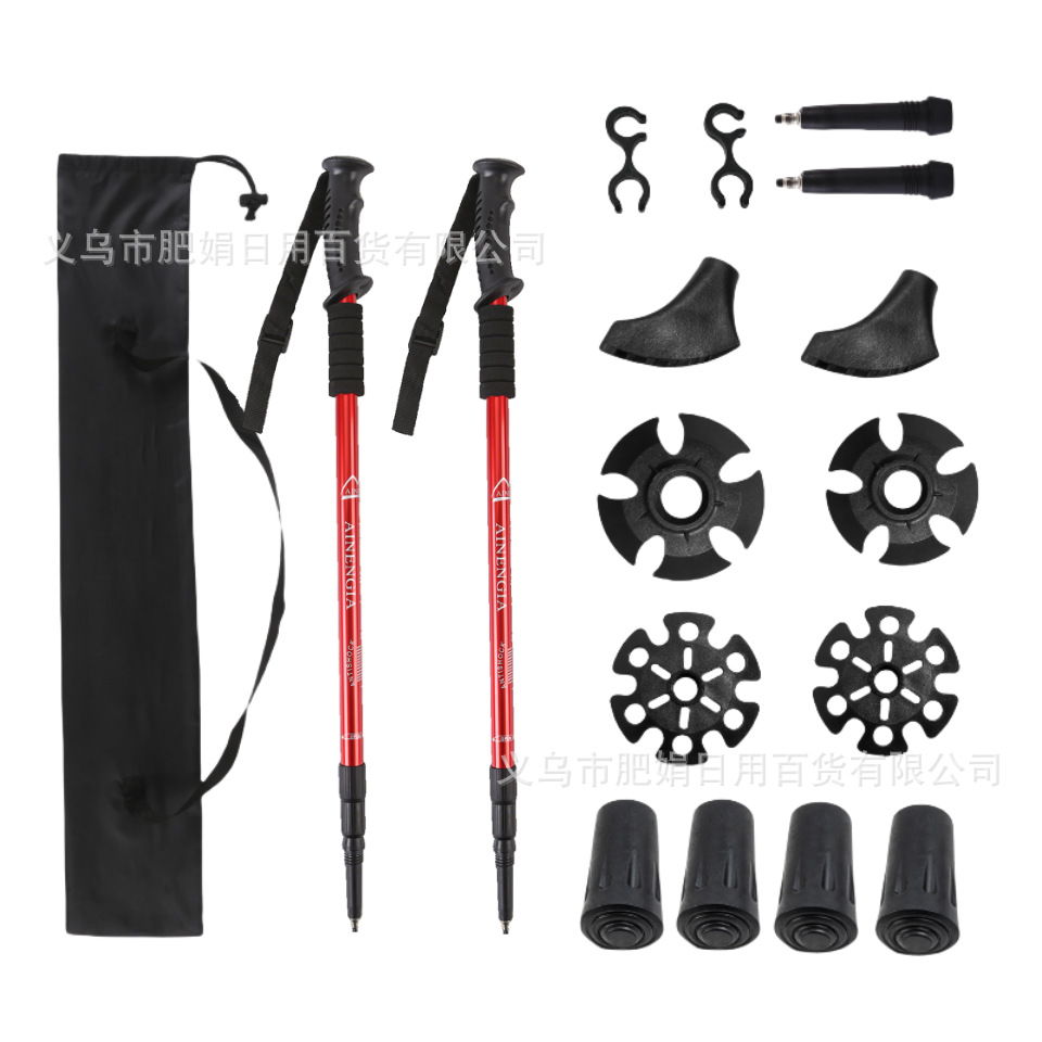 Amazon TEMU Aliexpress tres secciones de aleación de aluminio telescópico amortiguador bastón de escalada antideslizante image 7